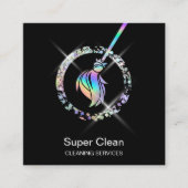 Reinigungshaus Sparkling Holograph Broom Squa Quadratische Visitenkarte (Vorderseite)