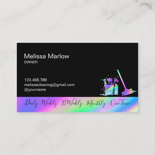 Reinigungshaus Sparkling Holograph Business C Visitenkarte (Rückseite)