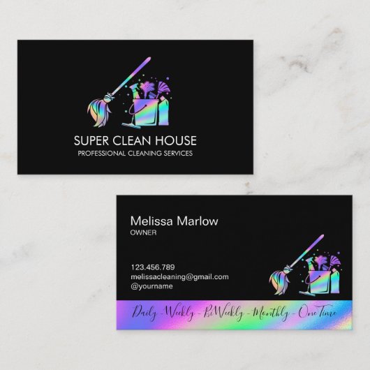 Reinigungshaus Sparkling Holograph Business C Visitenkarte (Vorne/Hinten)