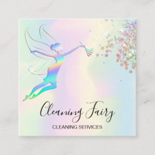 Reinigungshaus Sparkling Holograph Fairy Quadratische Visitenkarte