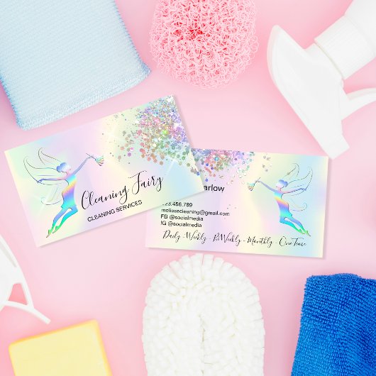 Reinigungshaus Sparkling Holograph Fairy Visitenkarte