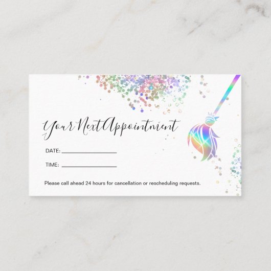 Reinigungshaus Sparkling Holograph Nächster Appoi Terminkarte (Rückseite)