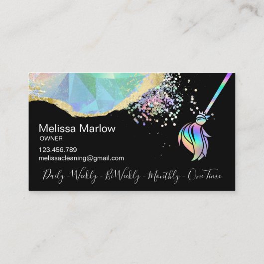 Reinigungshaus Sparkling Holograph Opal Busin Visitenkarte (Rückseite)