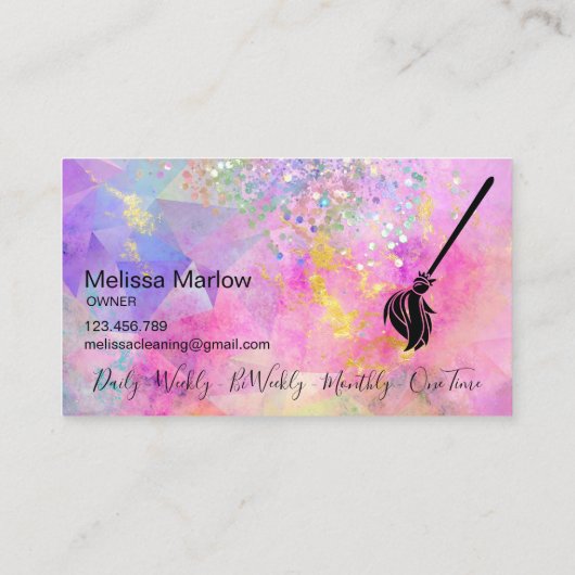 Reinigungshaus Sparkling Holograph Opal Visitenkarte (Rückseite)