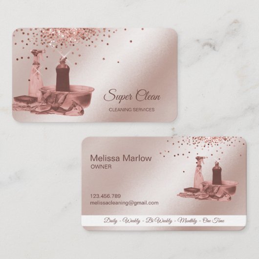 Reinigungshaus Sparkling Rose Goldschwamm Bus Visitenkarte (Vorne/Hinten)