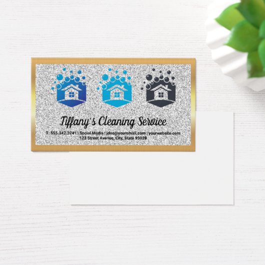 ReinigungsHouse-Logo | Gold Metallic (Schreibtisch)