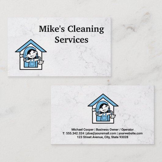 ReinigungsHouse-Logo | Marmor | Maid-Logo Visitenkarte (Vorne/Hinten)