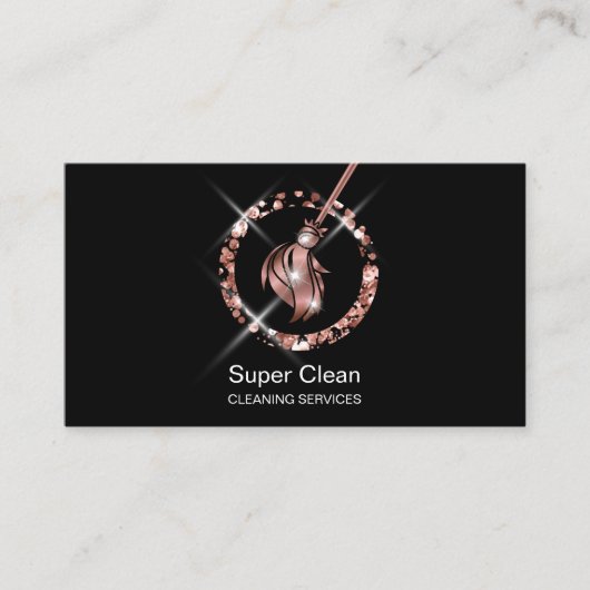 ReinigungsHouse Sparkling Rose Gold Glitzer Visitenkarte (Vorderseite)