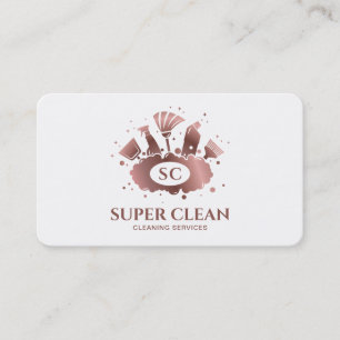 ReinigungsHouse Sparkling Rose Gold Monogram B Visitenkarte