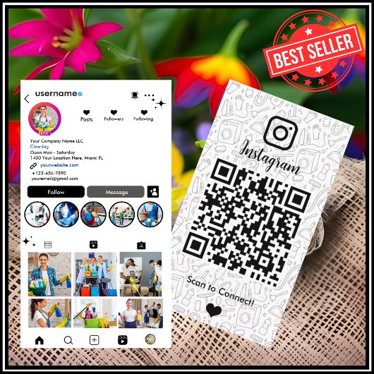 Reinigungsinjektion Weiße Housekeeping QR Code Visitenkarte