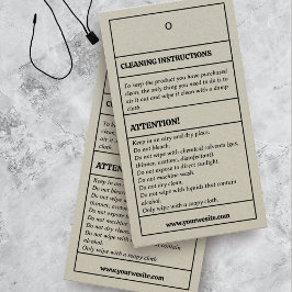 Reinigungsinstruktionen Produktpfandkarte