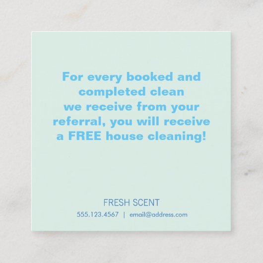 Reinigungskarte für Spritzflaschen Empfehlungskarte (Rückseite)