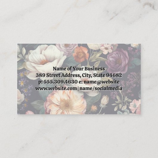 Reinigungslogo | Blumenuntergrund Visitenkarte (Rückseite)