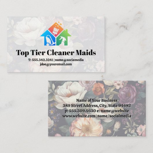 Reinigungslogo | Blumenuntergrund Visitenkarte (Vorne/Hinten)