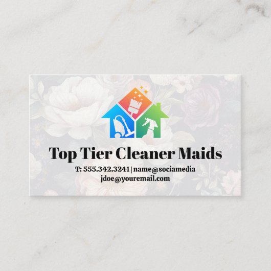 Reinigungslogo | Blumenuntergrund Visitenkarte (Vorderseite)