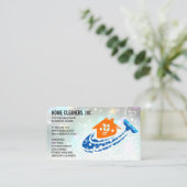 Reinigungslogo | Maid | Seifenblasen Visitenkarte (Stehend Vorderseite)