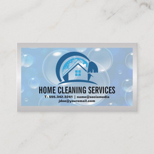 Reinigungslogo | Seifenblasen Visitenkarte (Vorderseite)