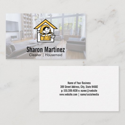 Reinigungsmaid | Logo für House Services Visitenkarte (Vorne/Hinten)