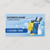 Reinigungsmittel Haushaltshilfe Moderne blaue Kurv Visitenkarte (Vorderseite)