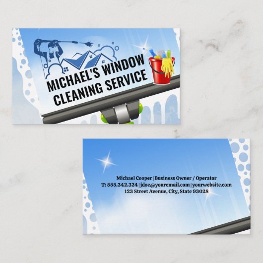 Reinigungsmittel | Window Squeegee | Power Washer Visitenkarte (Vorne/Hinten)