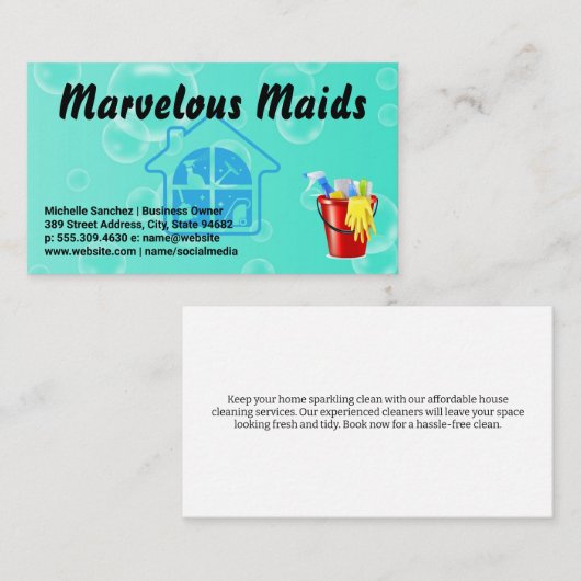 Reinigungsmittel | Zuhause Care Services | Suds Visitenkarte (Vorne/Hinten)