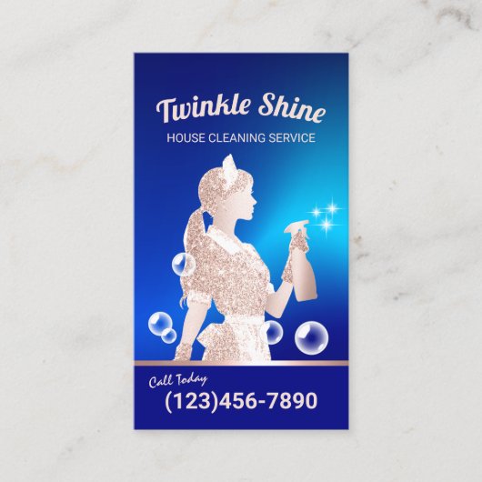 Reinigungsservice Blue Maid Housekeeping Visitenkarte (Vorderseite)