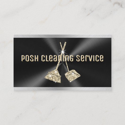 Reinigungsservice Brushed Black Metal Gold + Silbe Visitenkarte (Rückseite)