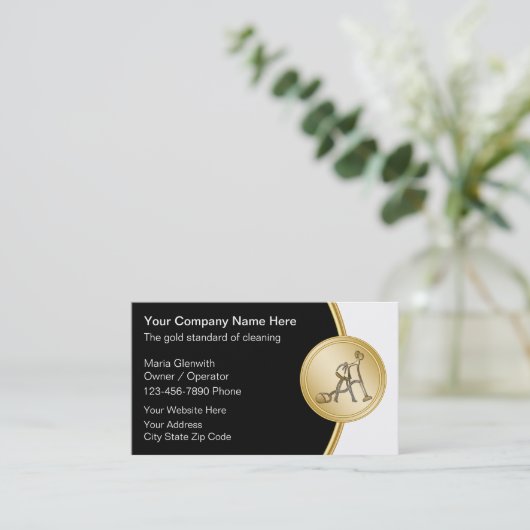 Reinigungsservice Business Cards Visitenkarte (Stehend Vorderseite)