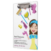 Reinigungsservice Cartoon Lady Janitorial Klemmbrett (Links)