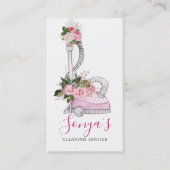 Reinigungsservice Floral Wasserfarben Staubsauger Visitenkarte (Vorderseite)