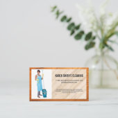 Reinigungsservice | Frauen-Holding-Mop Visitenkarte (Stehend Vorderseite)