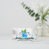 Reinigungsservice | Funkelnd Haus | Reinigungsmitt Visitenkarte (Stehend Vorderseite)