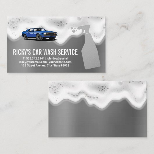Reinigungsservice für Autos | Seifenblasen Visitenkarte (Vorne/Hinten)