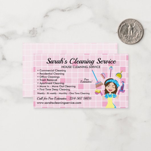 Reinigungsservice für benutzerdefinierte Haarfarbe Mitteilungskarte (Vorderseite/Rückseite Beispiel)