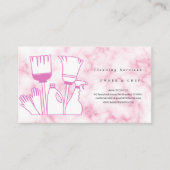 Reinigungsservice für Cartoon mit rosa Marmor Visitenkarte (Vorderseite)