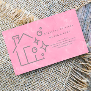 Reinigungsservice für Cartoon mit rosa Marmor Visitenkarte