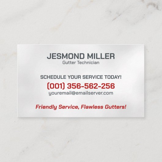 Reinigungsservice für Gutter Visitenkarte (Rückseite)