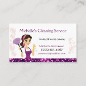 Reinigungsservice für Haushaltshäuser Lila Glitzer Visitenkarte (Vorderseite)
