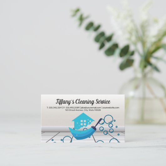 Reinigungsservice für Haushaltshilfe | Seifenblase Visitenkarte (Stehend Vorderseite)