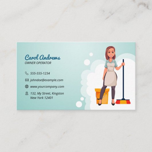 Reinigungsservice für Hausmädchen Visitenkarte (Vorderseite)