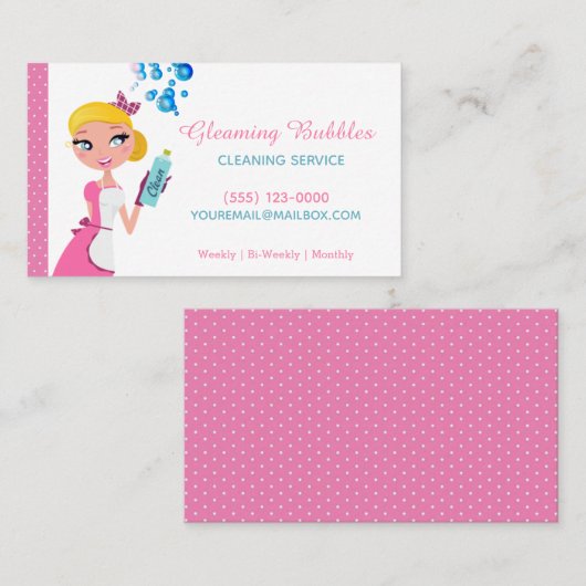 Reinigungsservice für niedliche Cartoon Haushaltsh Visitenkarte (Vorne/Hinten)