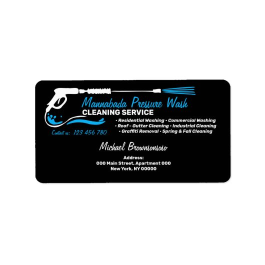 Reinigungsservice für Power mit schwarzem Druck Adressaufkleber (Vorne)