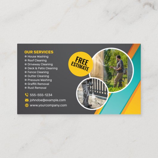 Reinigungsservice für Power- unter Druck Visitenkarte (Rückseite)