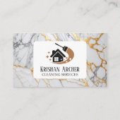 Reinigungsservice für weißes und goldfarbenes Marm Visitenkarte (Rückseite)
