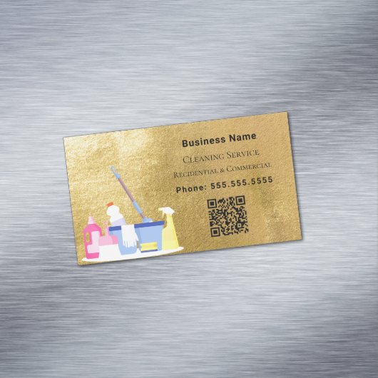 Reinigungsservice Gold QR-Code Magnetische Visitenkarte (Beispiel)