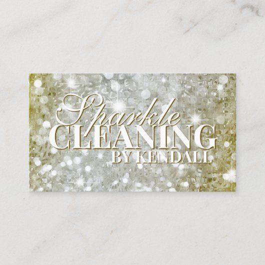 Reinigungsservice Gold Silver Metal Glitzer Visitenkarte (Vorderseite)