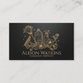 Reinigungsservice - Golden Floral Line Art Visitenkarte (Vorderseite)