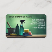 Reinigungsservice Grüne Silhouette mit Foto Visitenkarte (Rückseite)