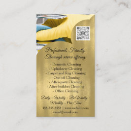 Reinigungsservice-Haus Behalte QRCode-Foto-Gold Visitenkarte