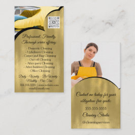 Reinigungsservice-Haus Behalte QRCode-Foto-Gold Visitenkarte